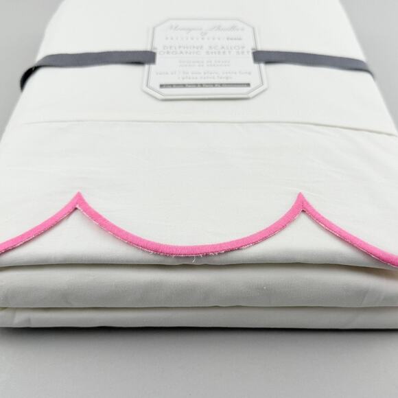 Monique Lhuillier x Pottery Barn Teen Delphine Scallop Sheet Set TWIN XL Organic - Picture 3 of 8